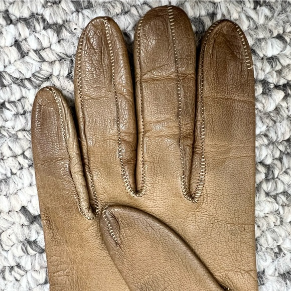 Vintage Lavabile tan brown leather 10.5 inches long gloves 6 1/2 - Picture 10 of 13